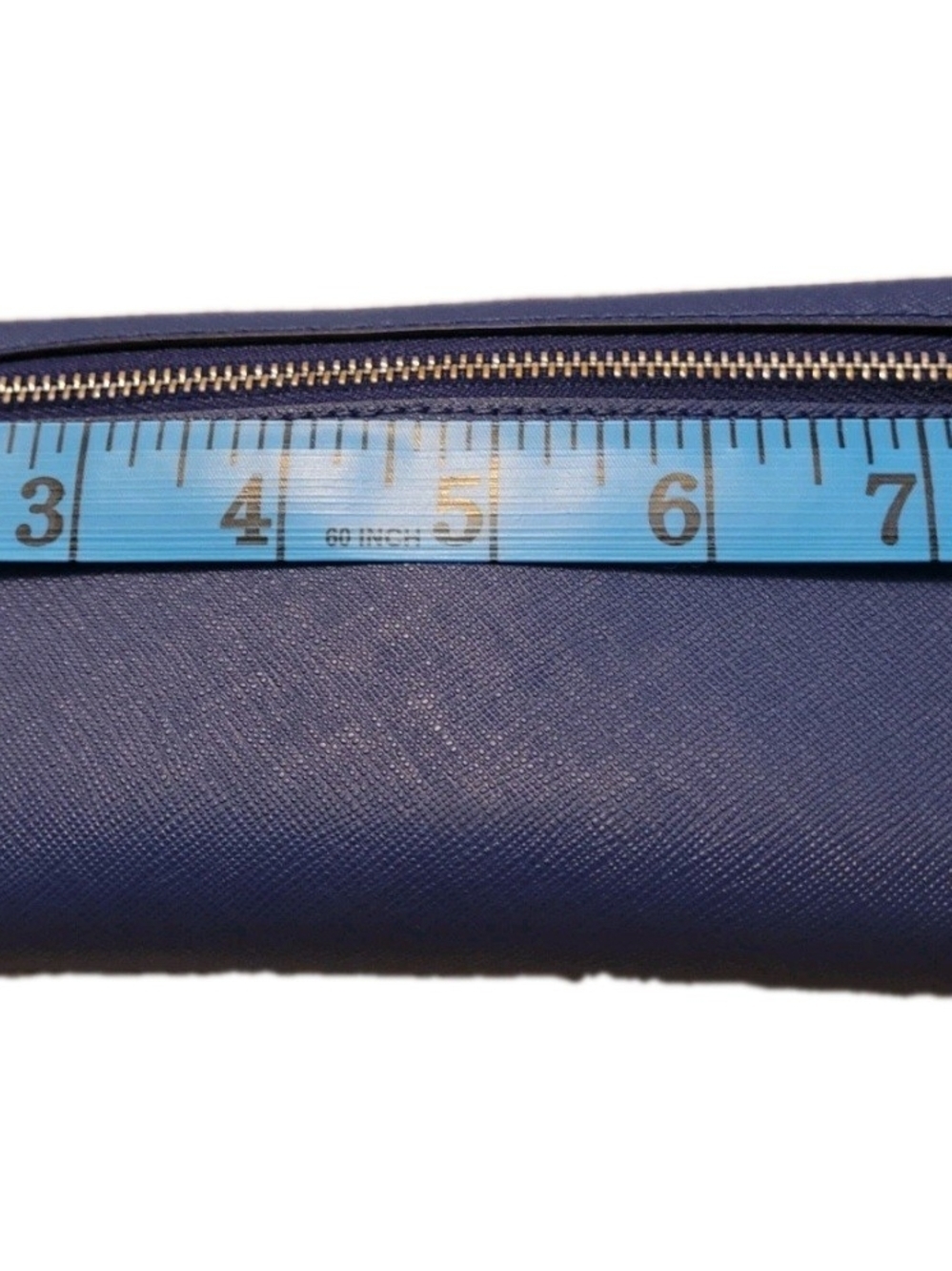 Michael Kors Navy Saffiano Leather Card Holder with Silver Logo - Picture 10 of 12